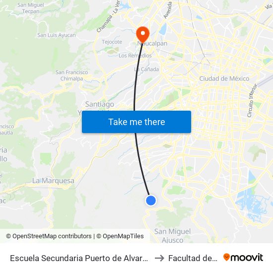 Escuela Secundaria Puerto de Alvarado Ninive Pedregal de San Nicolás 4a. Sección Tlalpan Cdmx 14100 México to Facultad de Estudios Superiores Acatlán map