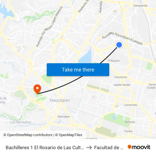 Bachilleres 1 El Rosario de Las Culturas El Rosario Croc VI Olimpia Azcapotzalco Cdmx 02100 México to Facultad de Estudios Superiores Acatlán map