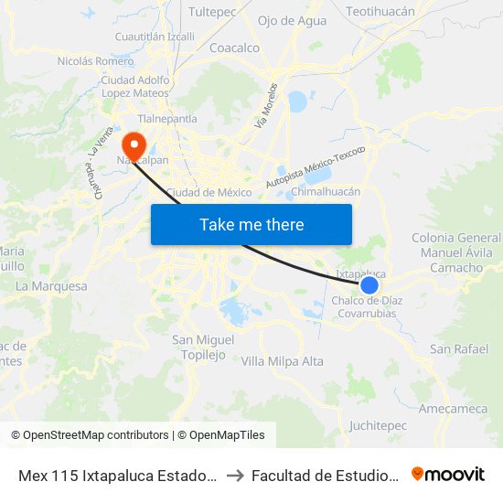 Mex 115 Ixtapaluca Estado de México 56560 México to Facultad de Estudios Superiores Acatlán map