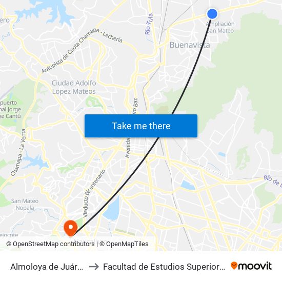 Almoloya de Juárez, 244 to Facultad de Estudios Superiores Acatlán map