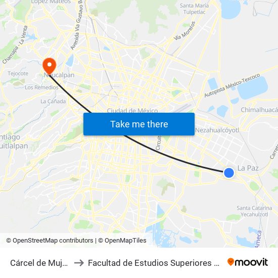 Cárcel de Mujeres to Facultad de Estudios Superiores Acatlán map