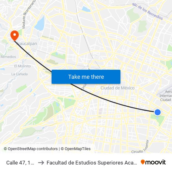 Calle 47, 122 to Facultad de Estudios Superiores Acatlán map