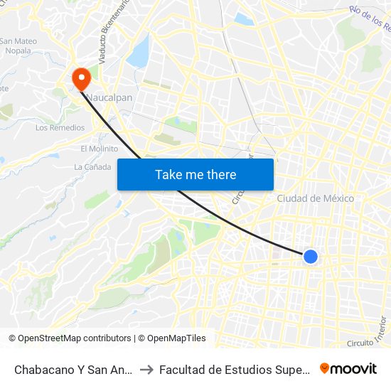 Chabacano Y San Antonio Abad to Facultad de Estudios Superiores Acatlán map