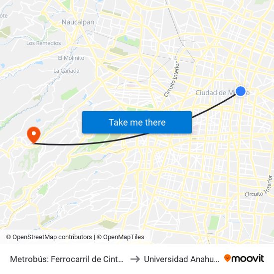 Metrobús: Ferrocarril de Cintura to Universidad Anahuac map