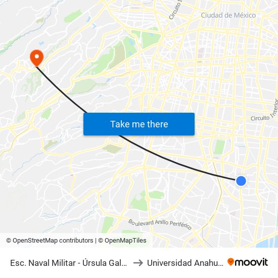 Esc. Naval Militar - Úrsula Galván to Universidad Anahuac map