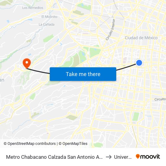 Metro Chabacano Calzada San Antonio Abad Algarín Ciudad de México Cuauhtémoc Cdmx 06880 México to Universidad Anahuac map
