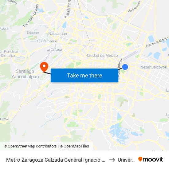 Metro Zaragoza Calzada General Ignacio Zaragoza Valentín Gómez Farías Venustiano Carranza Cdmx 15010 México to Universidad Anahuac map
