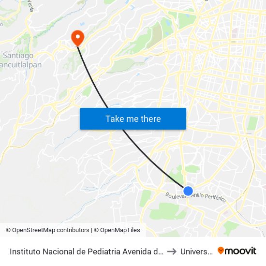 Instituto Nacional de Pediatria Avenida del Iman Torres de Maurel Coyoacán Cdmx 04535 México to Universidad Anahuac map
