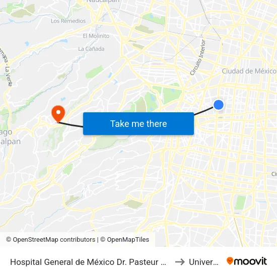 Hospital General de México Dr. Pasteur Doctores Ciudad de México Cuauhtémoc Cdmx 06720 México to Universidad Anahuac map