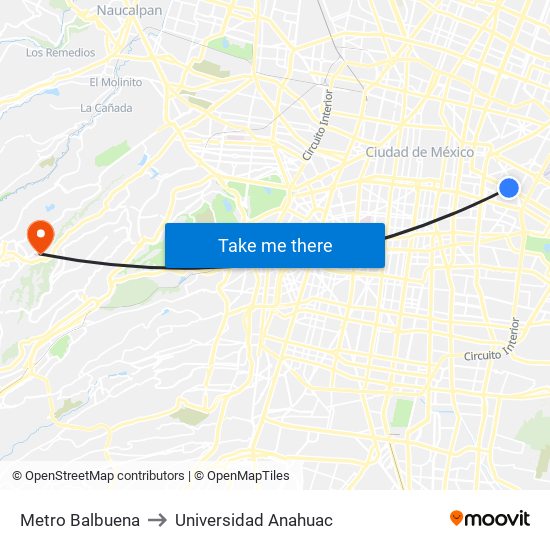 Metro Balbuena to Universidad Anahuac map