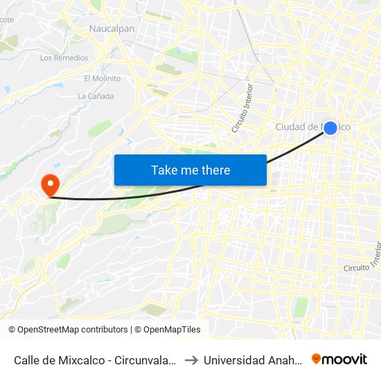 Calle de Mixcalco - Circunvalación to Universidad Anahuac map