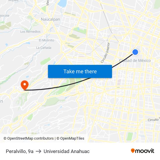 Peralvillo, 9a to Universidad Anahuac map