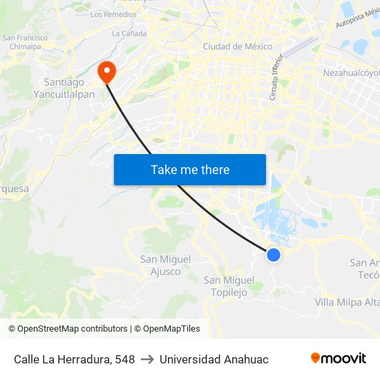 Calle La Herradura, 548 to Universidad Anahuac map