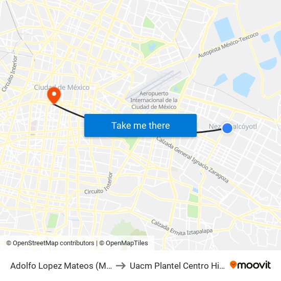 Adolfo Lopez Mateos (Mexibus) to Uacm Plantel Centro Histórico map