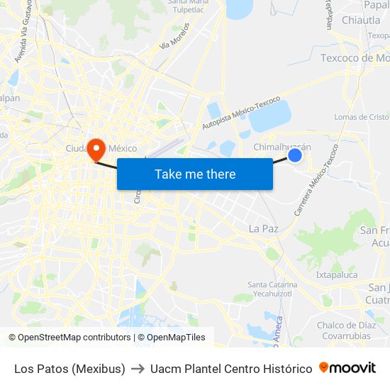 Los Patos (Mexibus) to Uacm Plantel Centro Histórico map
