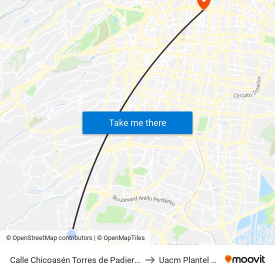 Calle Chicoasén Torres de Padierna Tlalpan Cdmx 14209 México to Uacm Plantel Centro Histórico map