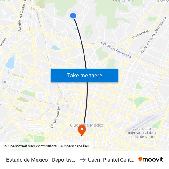 Estado de México - Deportivo Carmen Serdán to Uacm Plantel Centro Histórico map