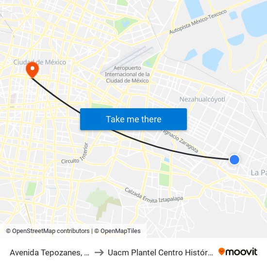 Avenida Tepozanes, 21 to Uacm Plantel Centro Histórico map