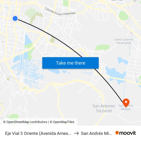 Eje Vial 3 Oriente (Avenida Arneses), 550 to San Andrés Mixquic map