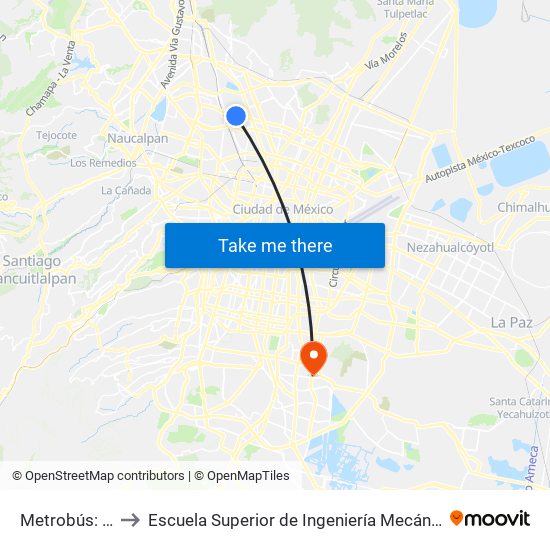 Metrobús: Norte 59 to Escuela Superior de Ingeniería Mecánica Y Eléctrica Culhuacán map