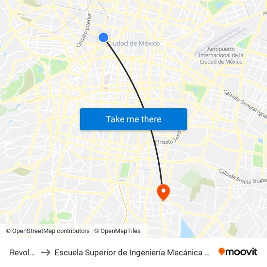 Revolución to Escuela Superior de Ingeniería Mecánica Y Eléctrica Culhuacán map