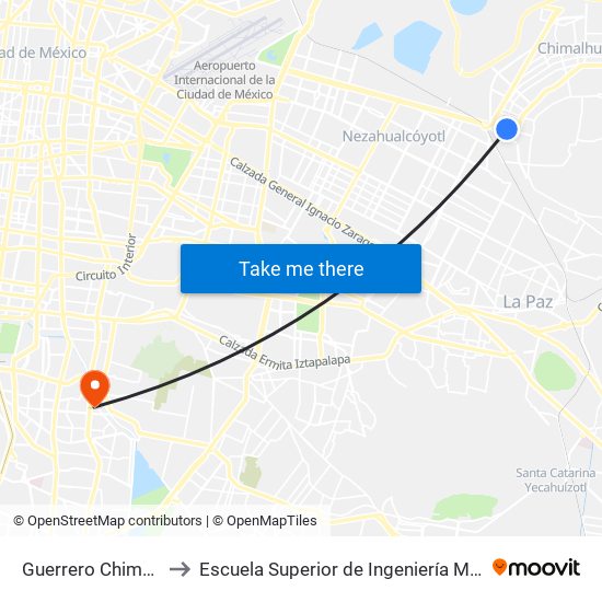 Guerrero Chimalli - Mexibus L3 to Escuela Superior de Ingeniería Mecánica Y Eléctrica Culhuacán map