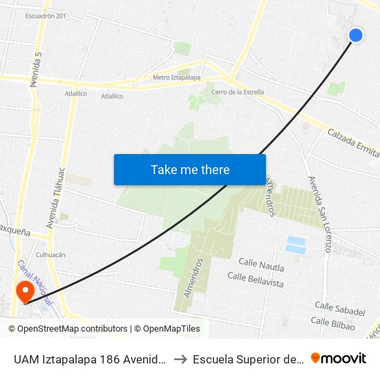 UAM Iztapalapa 186 Avenida La Purísima La Purísima Iztapalapa Cdmx 09340 México to Escuela Superior de Ingeniería Mecánica Y Eléctrica Culhuacán map