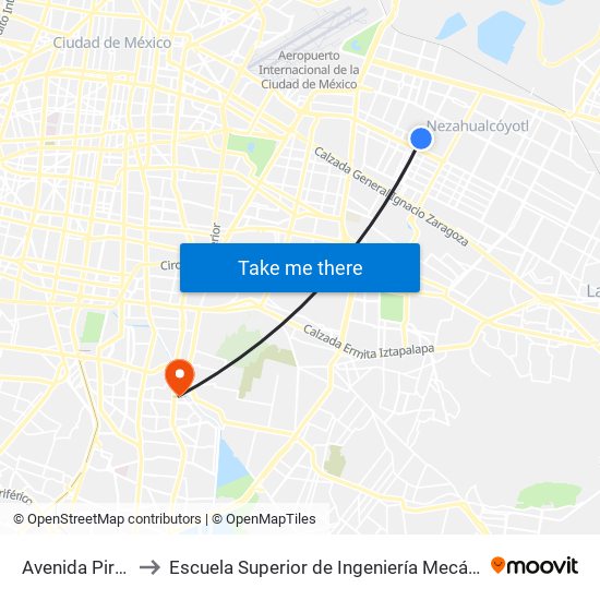 Avenida Pirules, 6845 to Escuela Superior de Ingeniería Mecánica Y Eléctrica Culhuacán map