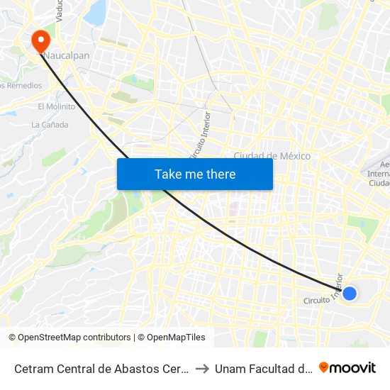 Cetram Central de Abastos Cerrada Militares San José Aculco Iztapalapa Cdmx 09410 México to Unam Facultad de Estudios Superiores (Fes) Acatlán map