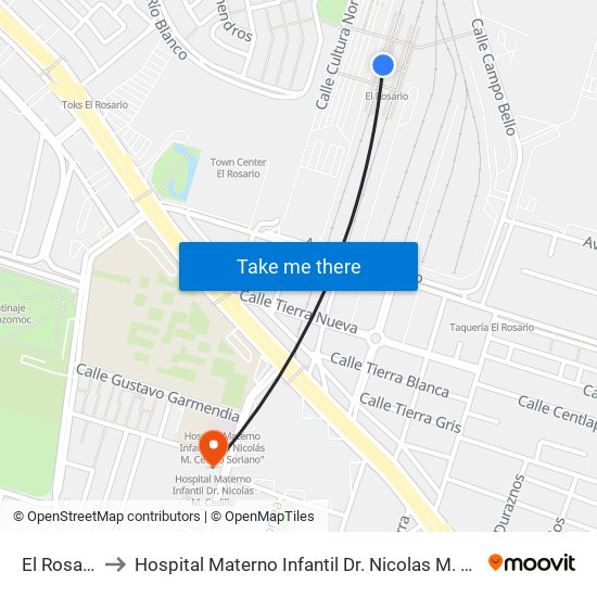 El Rosario to Hospital Materno Infantil Dr. Nicolas M. Cedillo map