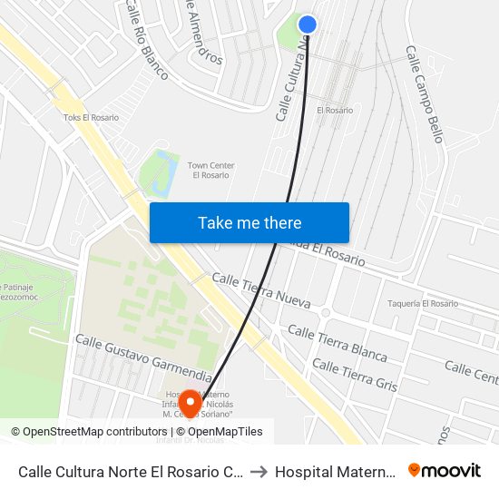 Calle Cultura Norte El Rosario Croc VI Oyameles Azcapotzalco Cdmx 02100 México to Hospital Materno Infantil Dr. Nicolas M. Cedillo map