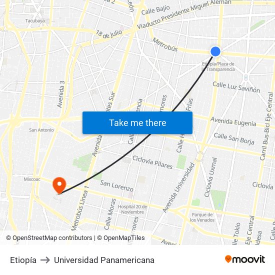Etiopía to Universidad Panamericana map