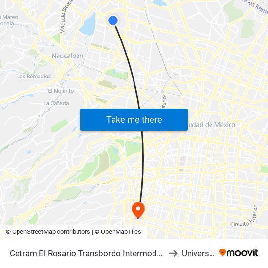 Cetram El Rosario Transbordo Intermodal Metro El Rosario El Rosario Croc VI Oyameles Azcapotzalco Cdmx 02100 México to Universidad Panamericana map