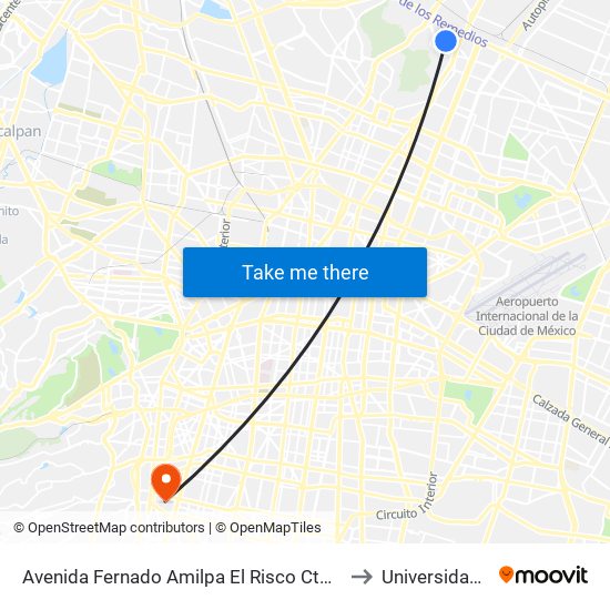 Avenida Fernado Amilpa El Risco Ctm Gustavo A. Madero Cdmx 07090 México to Universidad Panamericana map