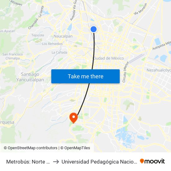 Metrobús: Norte 59 to Universidad Pedagógica Nacional map