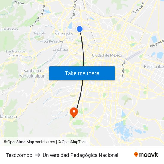 Tezozómoc to Universidad Pedagógica Nacional map