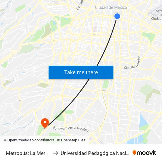 Metrobús: La Merced to Universidad Pedagógica Nacional map