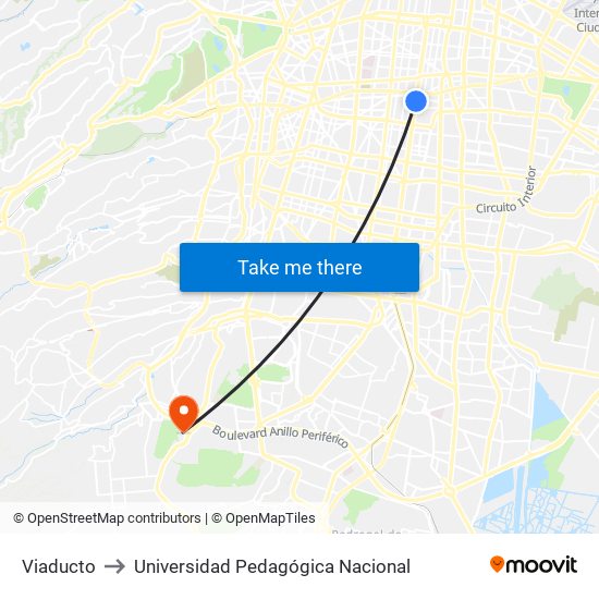 Viaducto to Universidad Pedagógica Nacional map