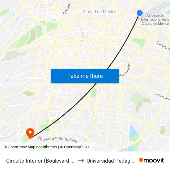 Circuito Interior (Boulevard Puerto Aéreo), 486 to Universidad Pedagógica Nacional map