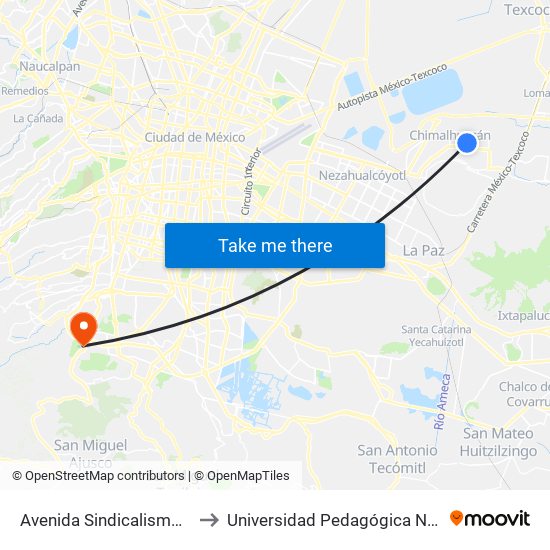 Avenida Sindicalismo, Lt30 to Universidad Pedagógica Nacional map