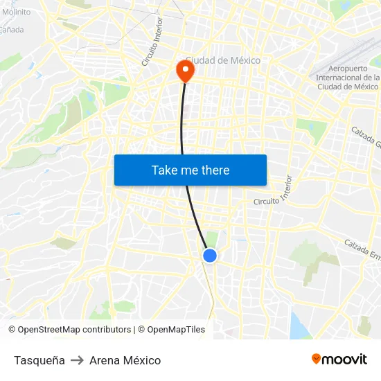Tasqueña to Arena México map