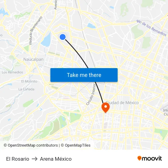 El Rosario to Arena México map
