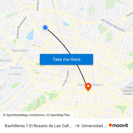 Bachilleres 1 El Rosario de Las Culturas El Rosario Croc VI Olimpia Azcapotzalco Cdmx 02100 México to Universidad del Claustro de Sor Juana map
