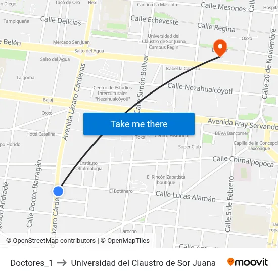 Doctores_1 to Universidad del Claustro de Sor Juana map
