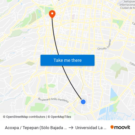 Acoxpa / Tepepan (Sólo Bajada - Rtp) to Universidad La Salle map