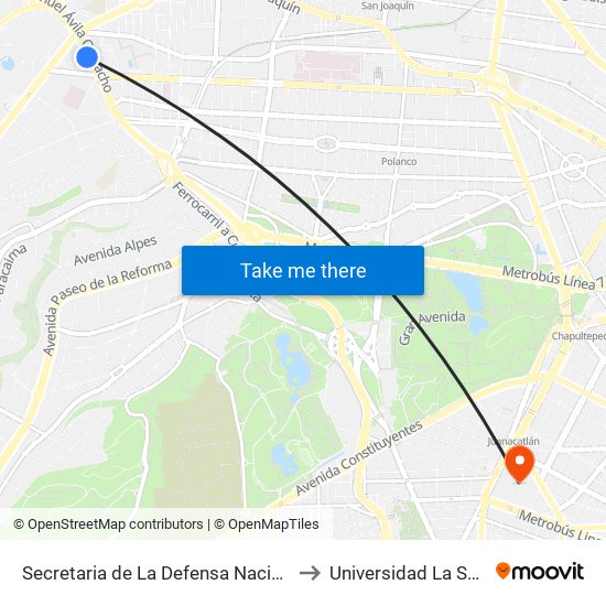 Secretaria de La Defensa Nacional to Universidad La Salle map