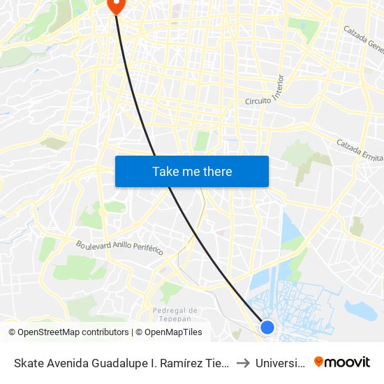 Skate Avenida Guadalupe I. Ramírez Tierra Nueva Xochimilco Cdmx 16050 México to Universidad La Salle map