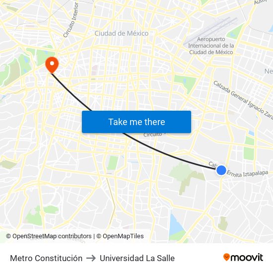 Metro Constitución to Universidad La Salle map