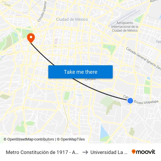 Metro Constitución de 1917 - Anden G to Universidad La Salle map