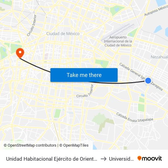 Unidad Habitacional Ejército de Oriente Iztapalapa Cdmx 09230 México to Universidad La Salle map